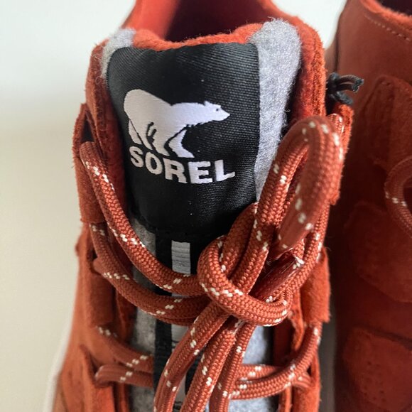 NWT Sorel Kinetic Breakthru Caribou Warp Red Chalk Women Leather Sneakers Sz 7.5 - Picture 12 of 16